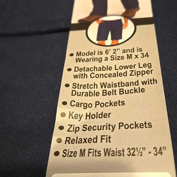 B.C. Clothing Co. Men's Navy Blue Belted Convertible Cargo Pants Mx30 - Picture 9 of 14